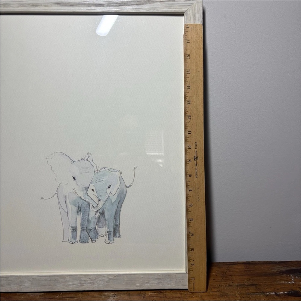 Restoration Hardware Baby & Child Watercolor Animal print Baby Elephants framed - Picture 4 of 8